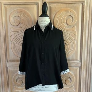 Forever 21 Black Sheer Button-up Blouse. Size L